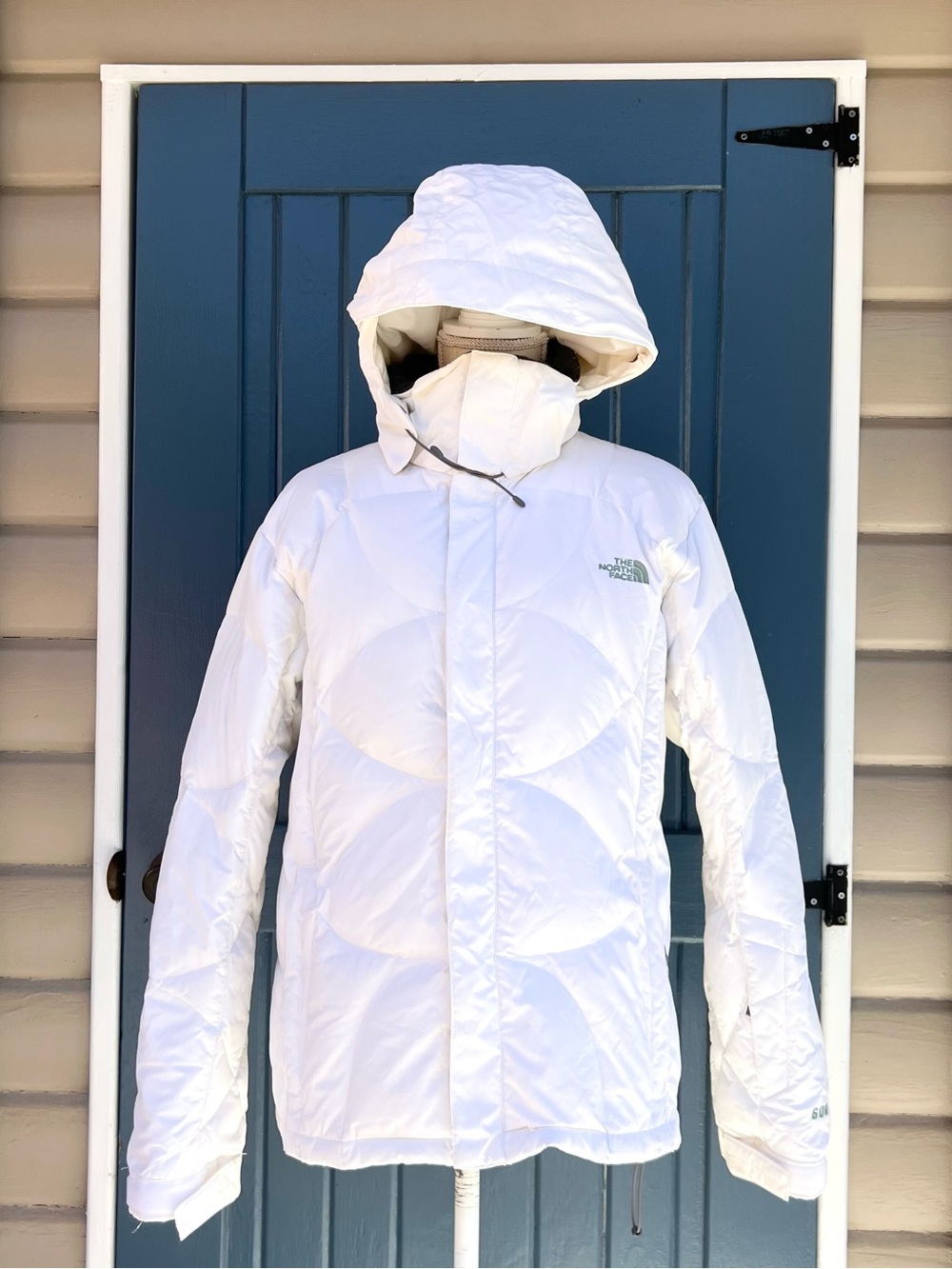 Vintage The North Face 600 Down Puffer Jacket White Curved Quilt Women's L